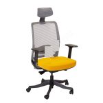 Darba krēsls ANGGUN 70x70xH116-130,5cm, dzeltens / pelēks